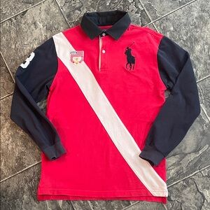Vintage POLO RALPH LAUREN Long Sleeve Rugby Polo w Crest & Embroidered Logo